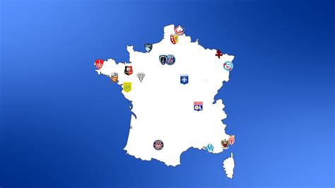 Carte de France avec localisation des clubs de football