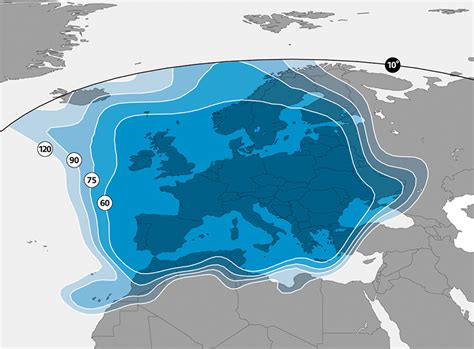 Carte de couverture du satellite Astra 19.2°E