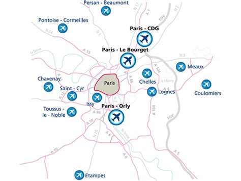 Carte des aéroports de Paris