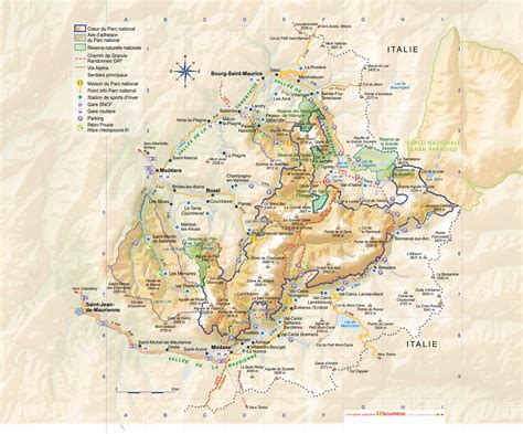 Carte du Parc National de la Vanoise
