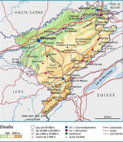 Carte du département du Doubs