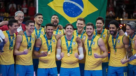 L'équipe du Brésil masculine de volley-ball lors du Championnat du monde 2014.
