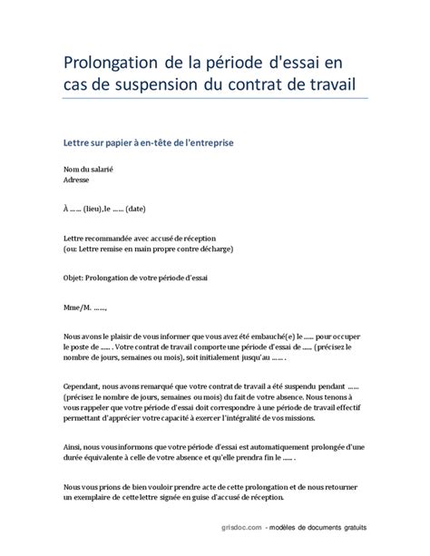 Prolongations de Contrats