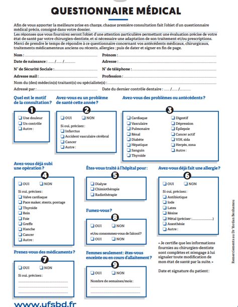 Questionnaire médical