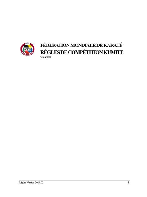 Règles Kumite Karaté